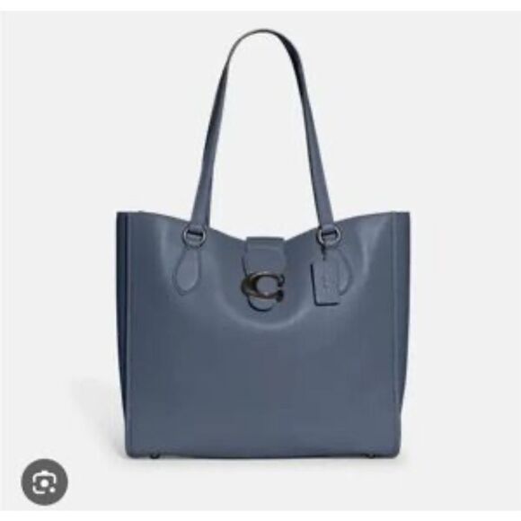 COACH THEO Chambray Blue Leather Tote - Picture 8 of 11